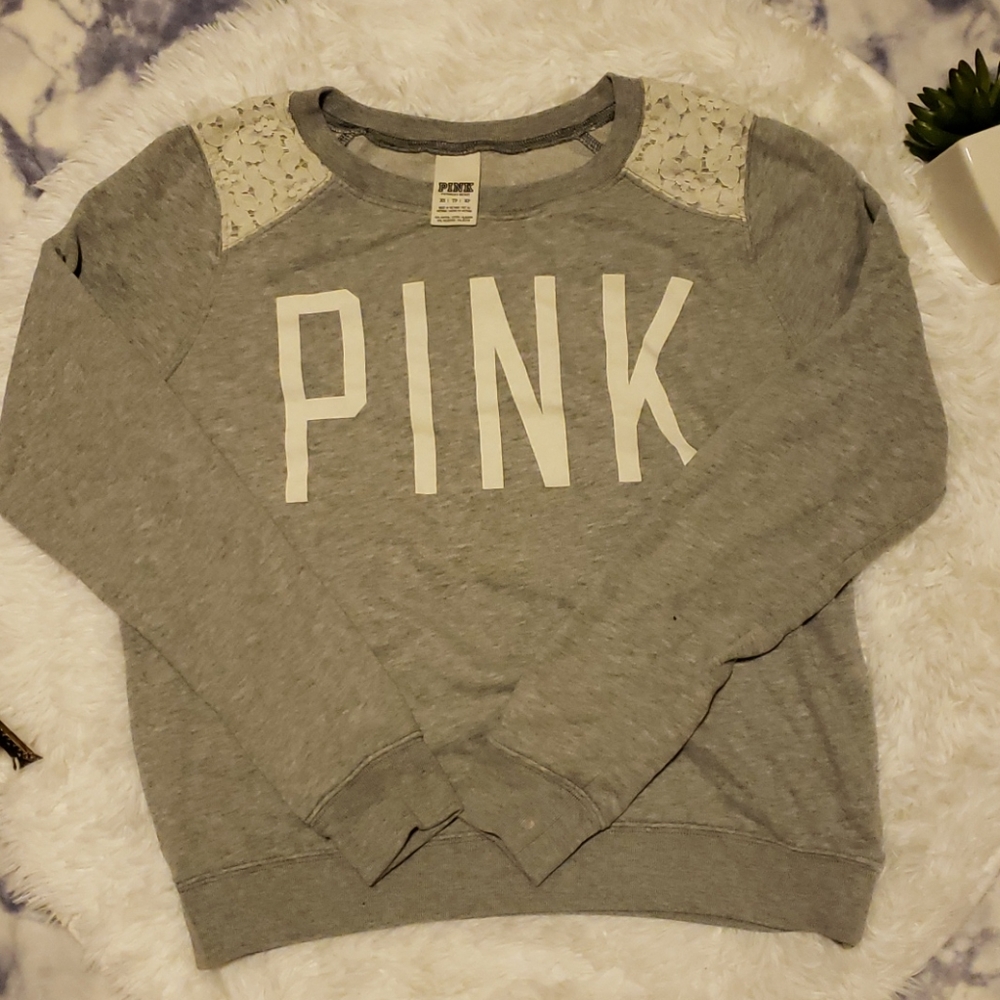 VS Pink grey crewneck